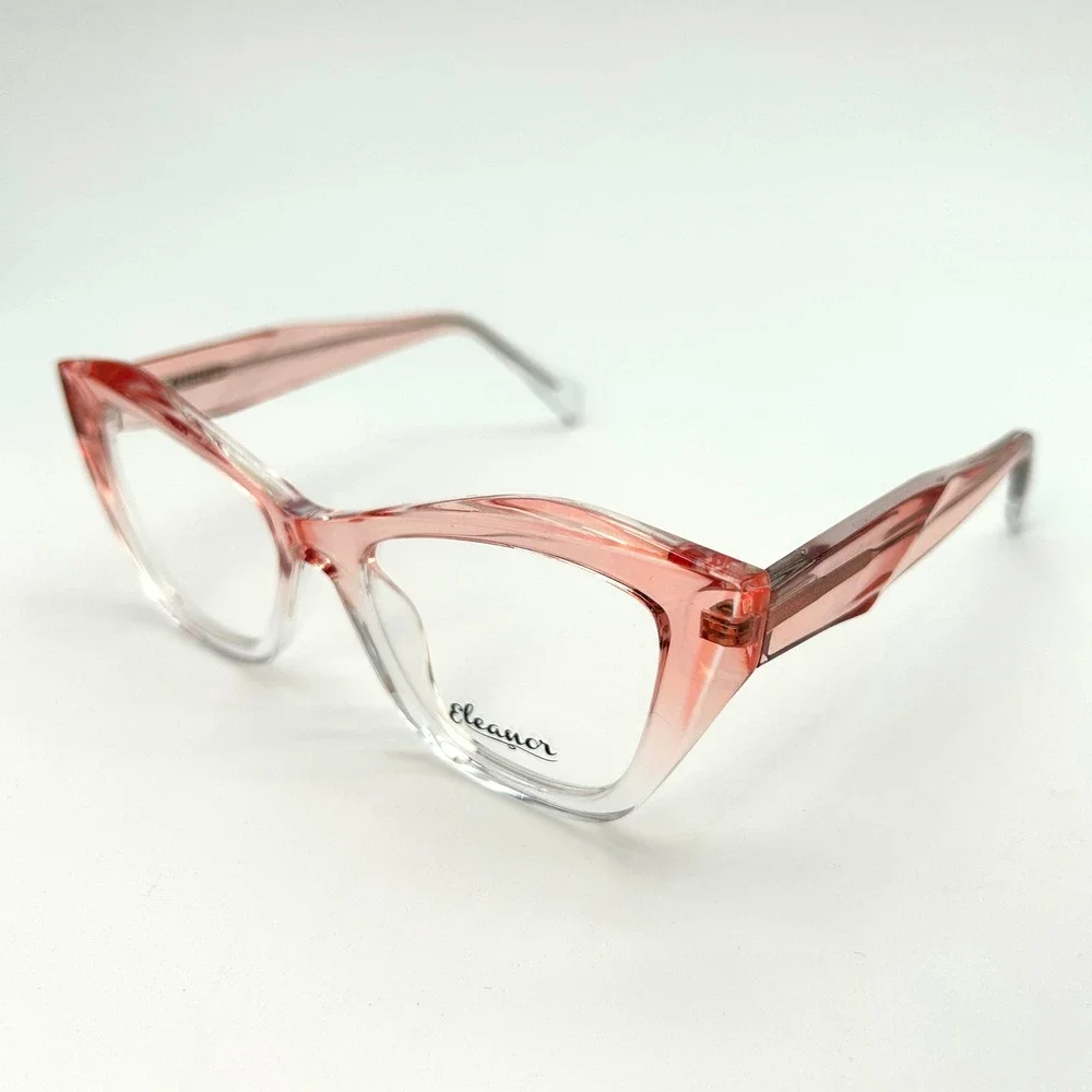 Womens Eyeglasses Frames Eleanor Forte Size 52-18-145 Pink Crystal Cat Eye NEW